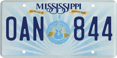 MS license plate OAN844