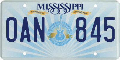 MS license plate OAN845