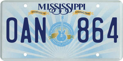 MS license plate OAN864