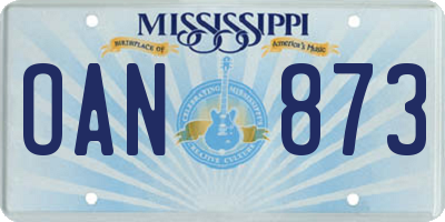 MS license plate OAN873