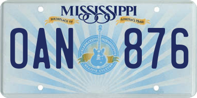 MS license plate OAN876