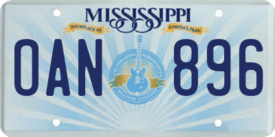 MS license plate OAN896