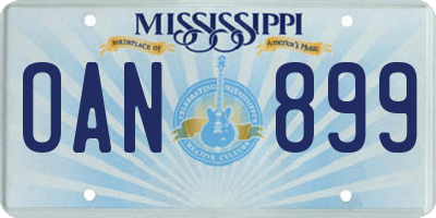 MS license plate OAN899