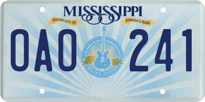 MS license plate OAO241