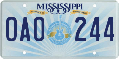 MS license plate OAO244