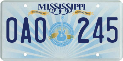 MS license plate OAO245