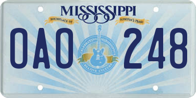 MS license plate OAO248