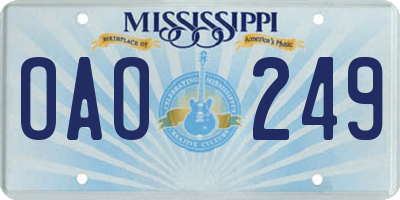 MS license plate OAO249