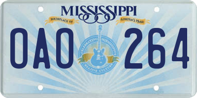 MS license plate OAO264
