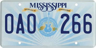 MS license plate OAO266