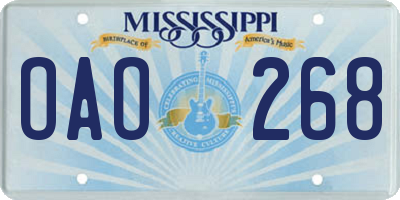 MS license plate OAO268