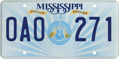 MS license plate OAO271