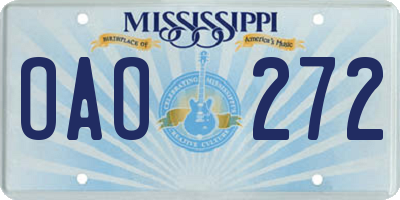 MS license plate OAO272