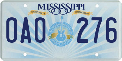 MS license plate OAO276