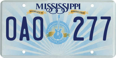MS license plate OAO277