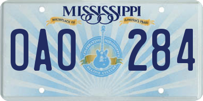 MS license plate OAO284