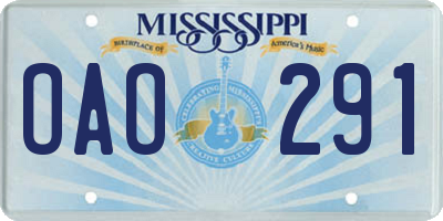 MS license plate OAO291
