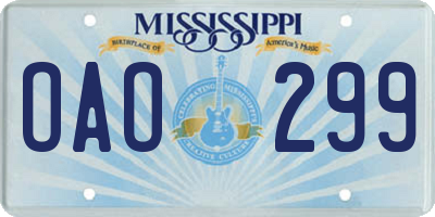 MS license plate OAO299