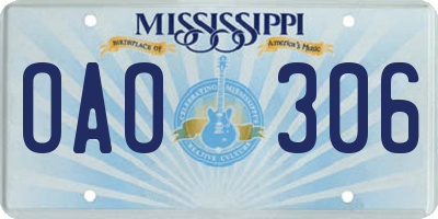 MS license plate OAO306