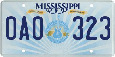 MS license plate OAO323