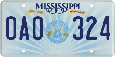 MS license plate OAO324