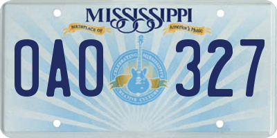 MS license plate OAO327