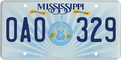 MS license plate OAO329