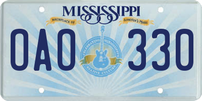 MS license plate OAO330