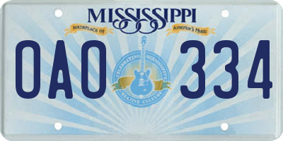 MS license plate OAO334