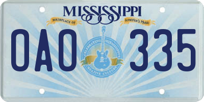 MS license plate OAO335