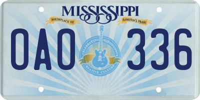 MS license plate OAO336