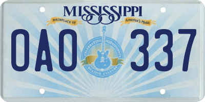 MS license plate OAO337