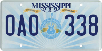 MS license plate OAO338