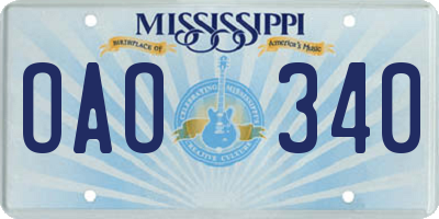 MS license plate OAO340
