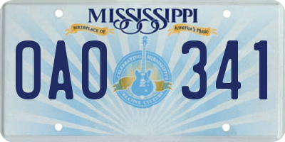 MS license plate OAO341