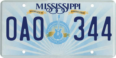 MS license plate OAO344