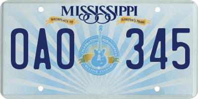MS license plate OAO345