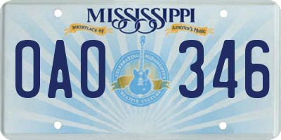MS license plate OAO346
