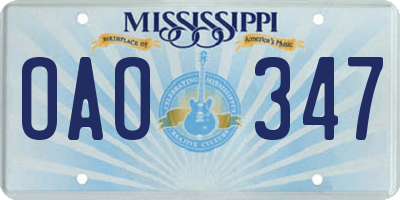 MS license plate OAO347
