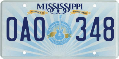 MS license plate OAO348