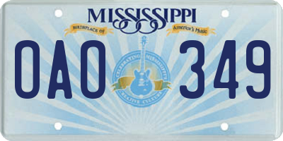 MS license plate OAO349