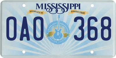 MS license plate OAO368