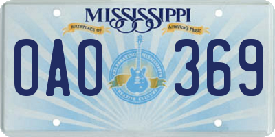 MS license plate OAO369
