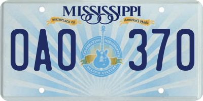 MS license plate OAO370