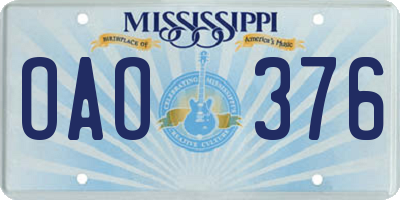 MS license plate OAO376