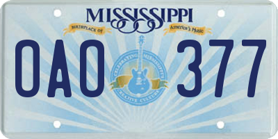 MS license plate OAO377