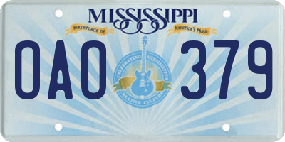 MS license plate OAO379