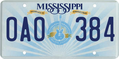 MS license plate OAO384