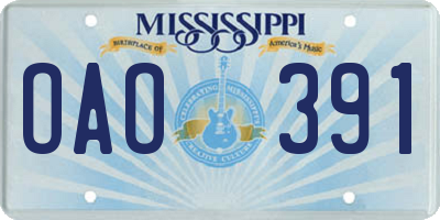MS license plate OAO391