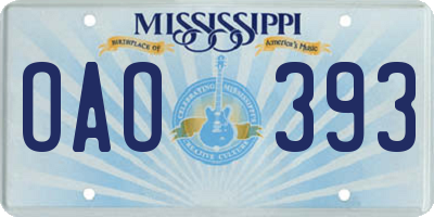 MS license plate OAO393